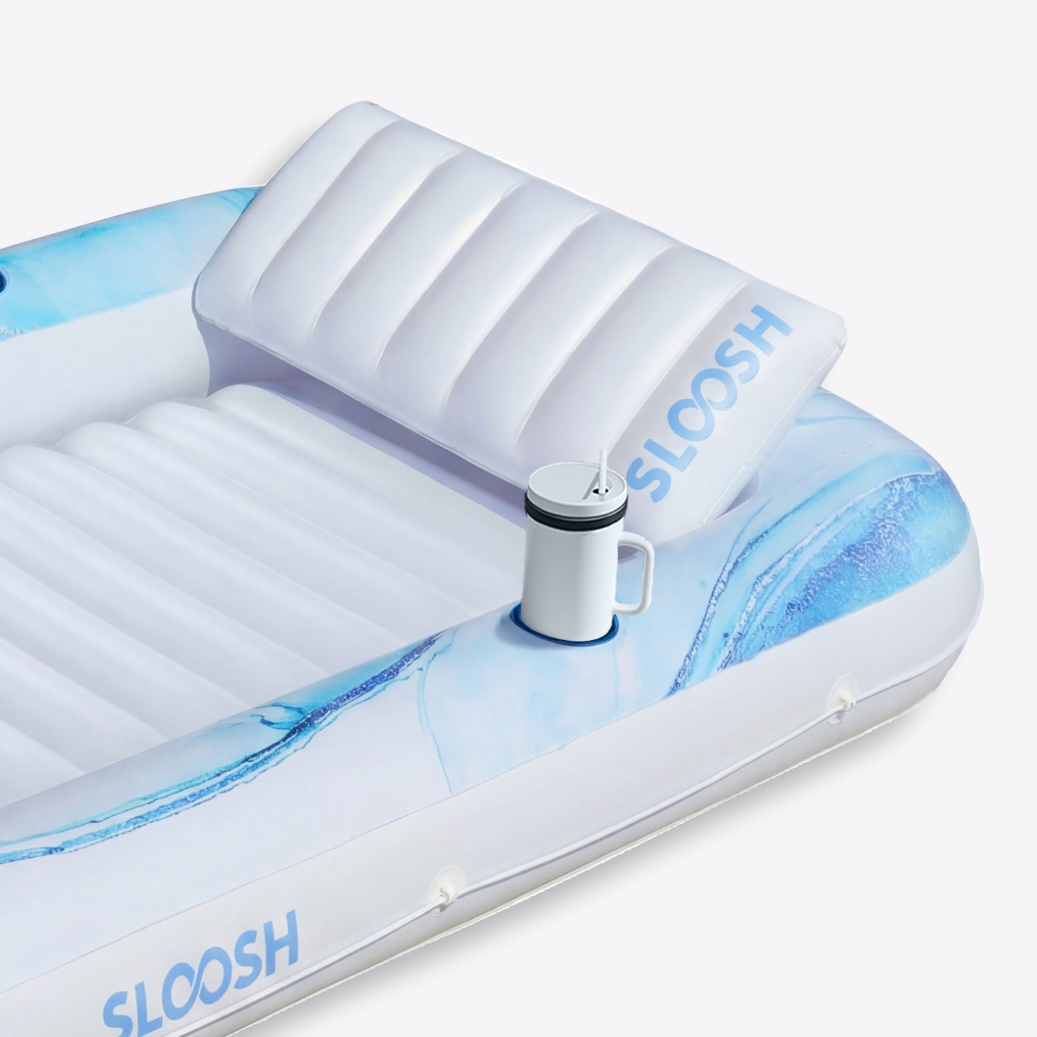 SLOOSH Inflatable Tanning Pool Lounger Float, Blue Checker, 70" x 46"