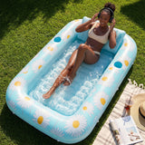 SLOOSH Inflatable Tanning Pool Lounger Float, Pink Tie-dye-Bliss State, 70" x 46"