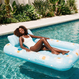 SLOOSH Inflatable Tanning Pool Lounger Float, Blue Daisy 70" x 46"
