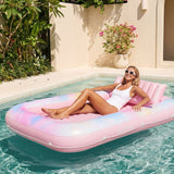SLOOSH Inflatable Tanning Pool Lounger Float, Purple Chase Flower Bloom State, 70" x 46"