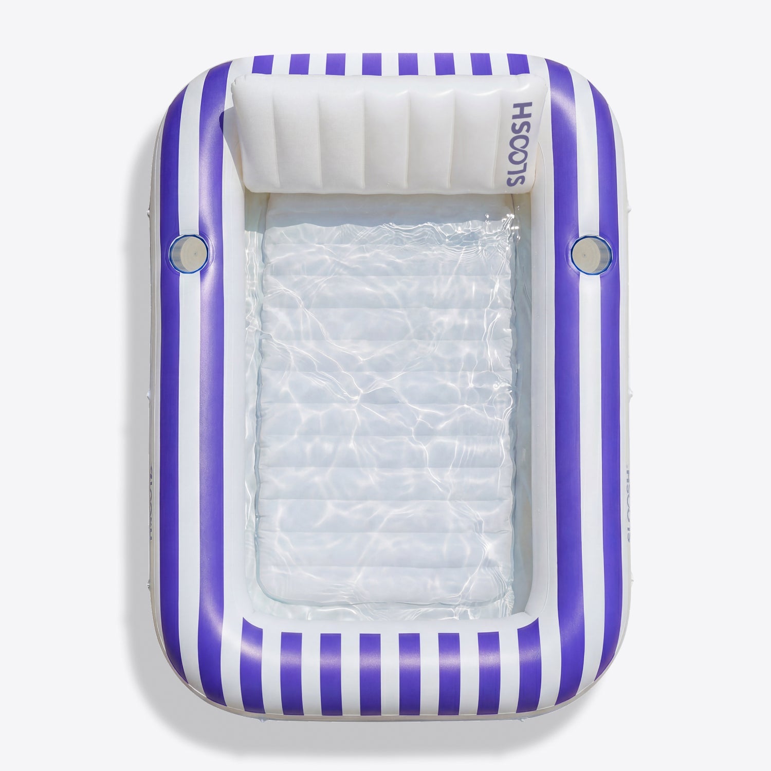 SLOOSH Inflatable Tanning Pool Lounger Float, Navyblue Stripe, 70" x 46"