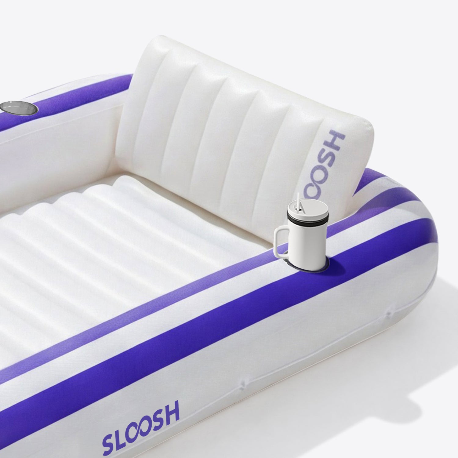 SLOOSH Inflatable Tanning Pool Lounger Float, Navyblue Stripe, 70" x 46"