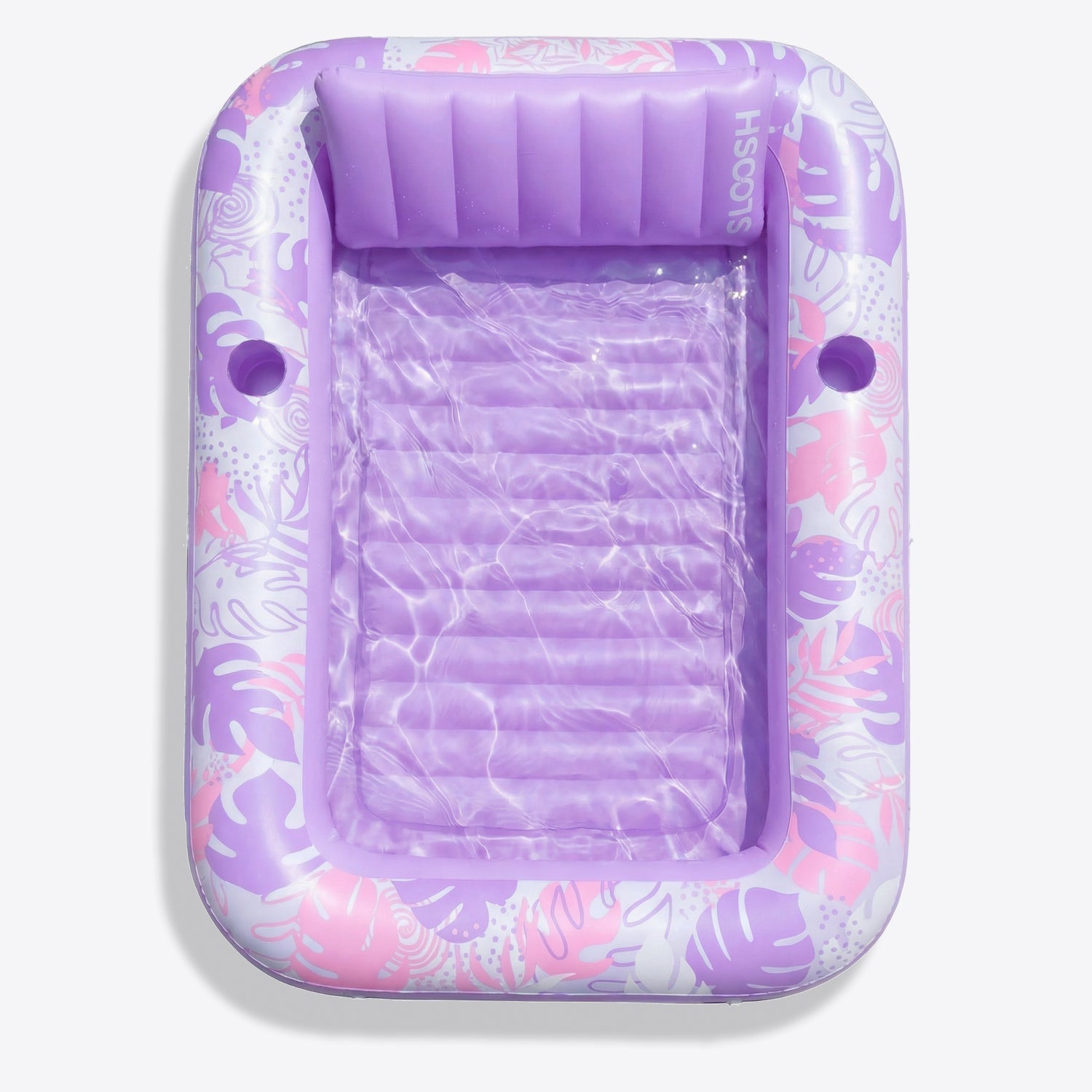 SLOOSH Tropical Inflatable Tanning Pool, Aqua Blue Tropical, 85" x 57"