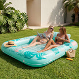 SLOOSH Tropical Inflatable Tanning Pool, Aqua Blue Tropical, 85" x 57"