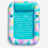 SLOOSH Tropical Leaves Inflatable Tanning Pool, Tropical Blue, 70" x 46"