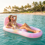 SLOOSH Pink Tie-dye Tanning Pool with Lounger High-picked Bundle