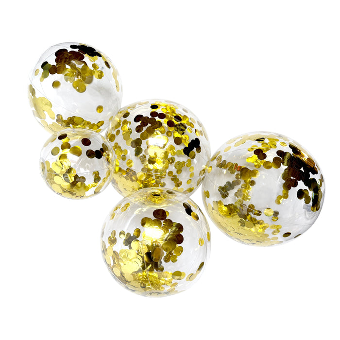 SHIPS NOW • Balloon Garland: 5-Cluster with Gold Confetti (Transparent) • FINAL SALE