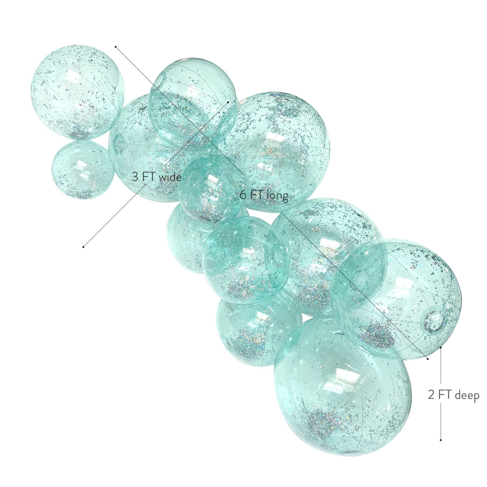 SHIPS NOW • Balloon Garland: 12-Cluster with Glitter in Aqua (Transparent) • FINAL SALE
