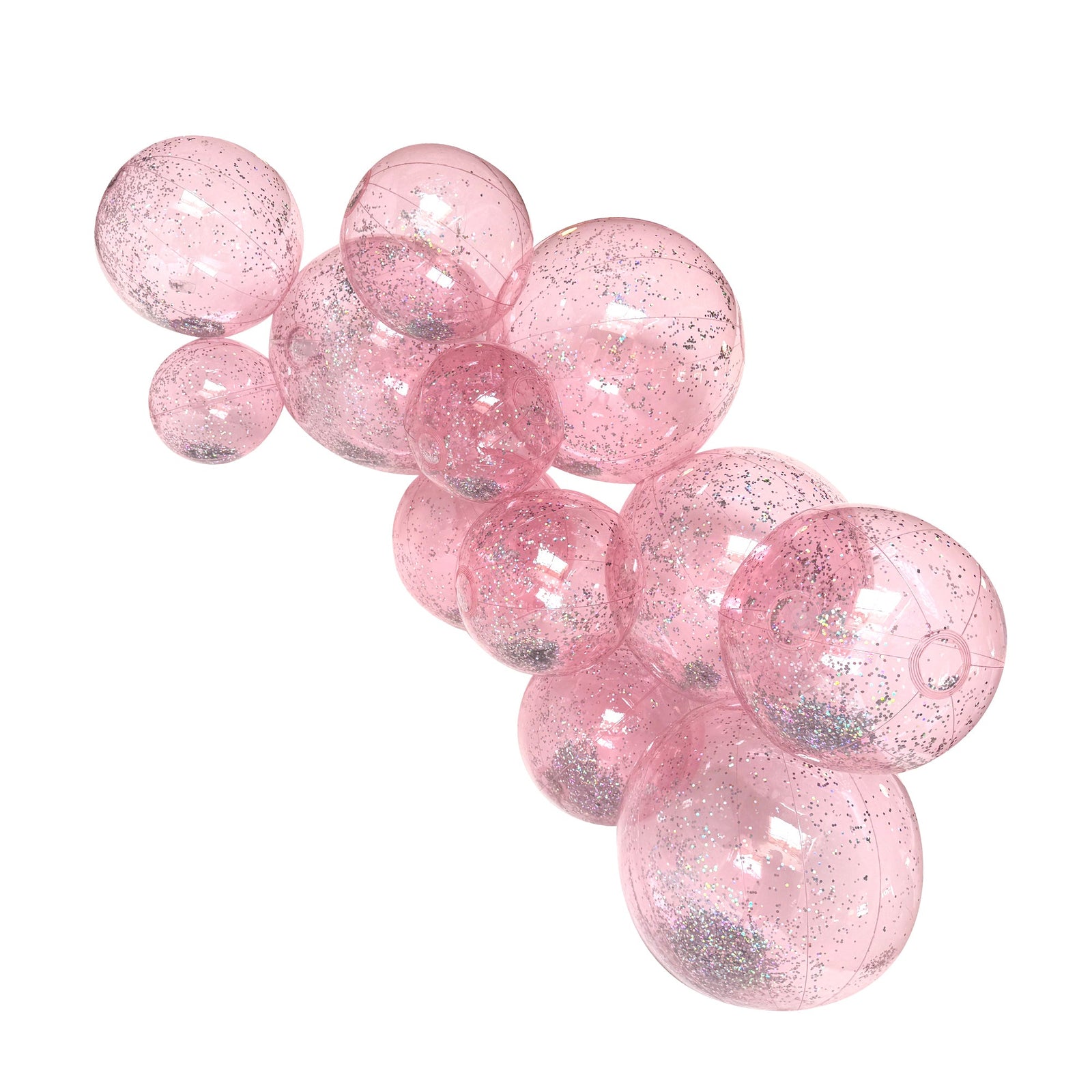 SHIPS NOW • Balloon Garland: 12-Cluster with Glitter in Bubblegum (Transparent) • FINAL SALE