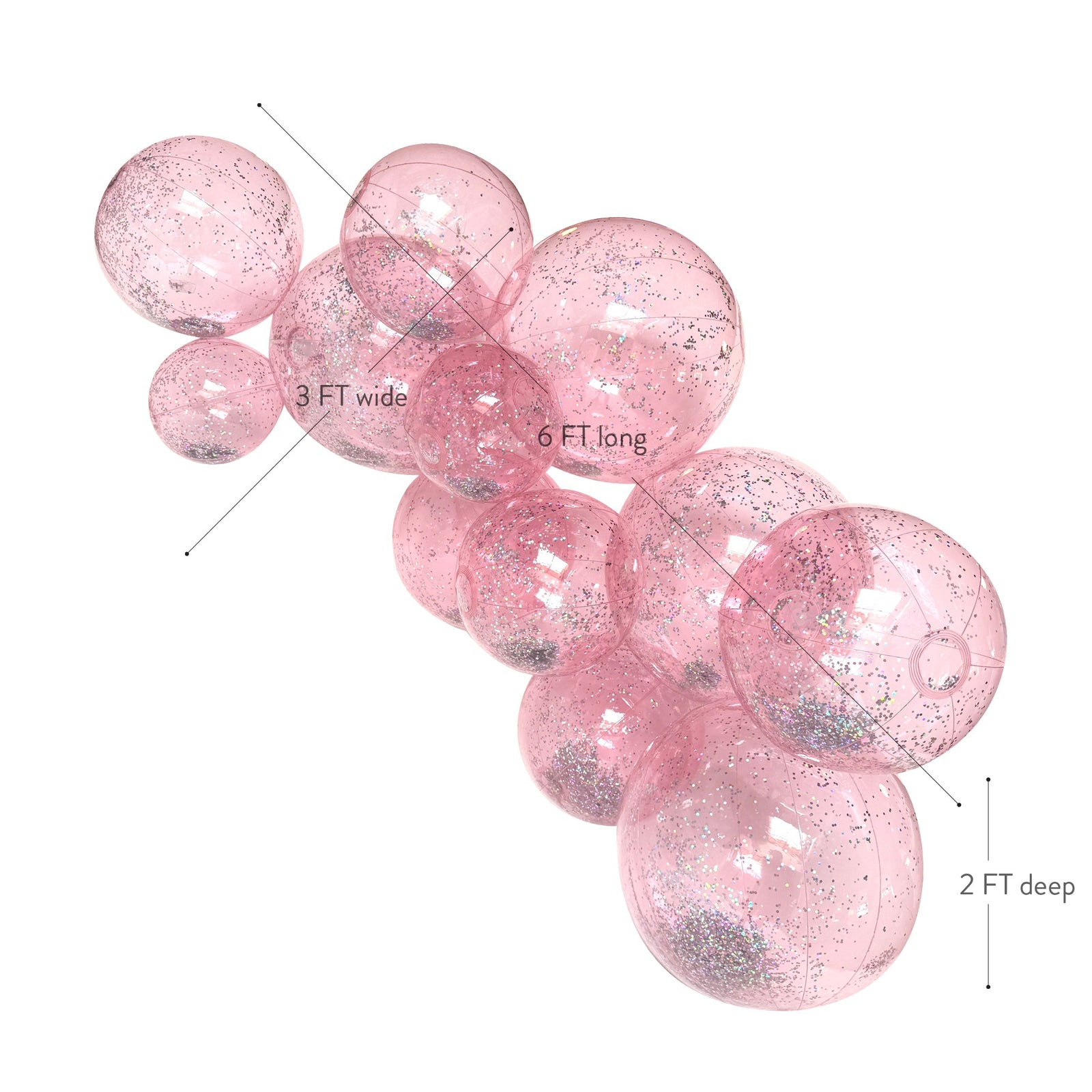 SHIPS NOW • Balloon Garland: 12-Cluster with Glitter in Bubblegum (Transparent) • FINAL SALE