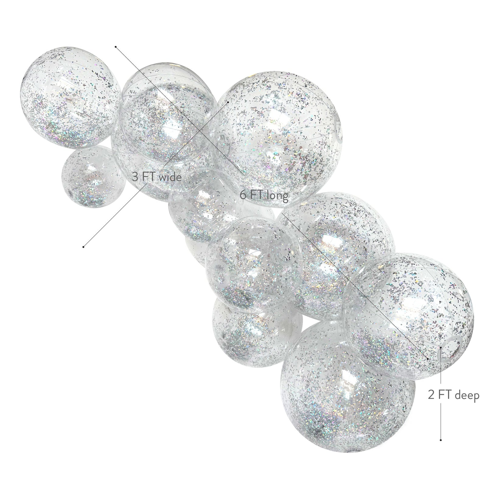 SHIPS NOW • Balloon Garland: 12-Cluster with Glitter in Clear (Transparent) • FINAL SALE