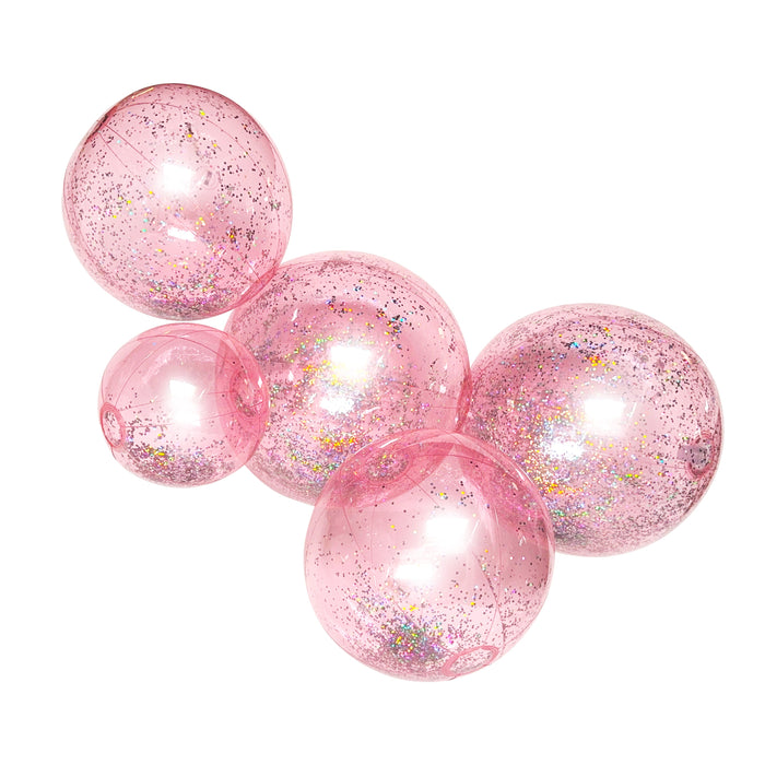 SHIPS NOW • Balloon Garland: 5-Cluster with Glitter in Bubblegum (Transparent) • FINAL SALE