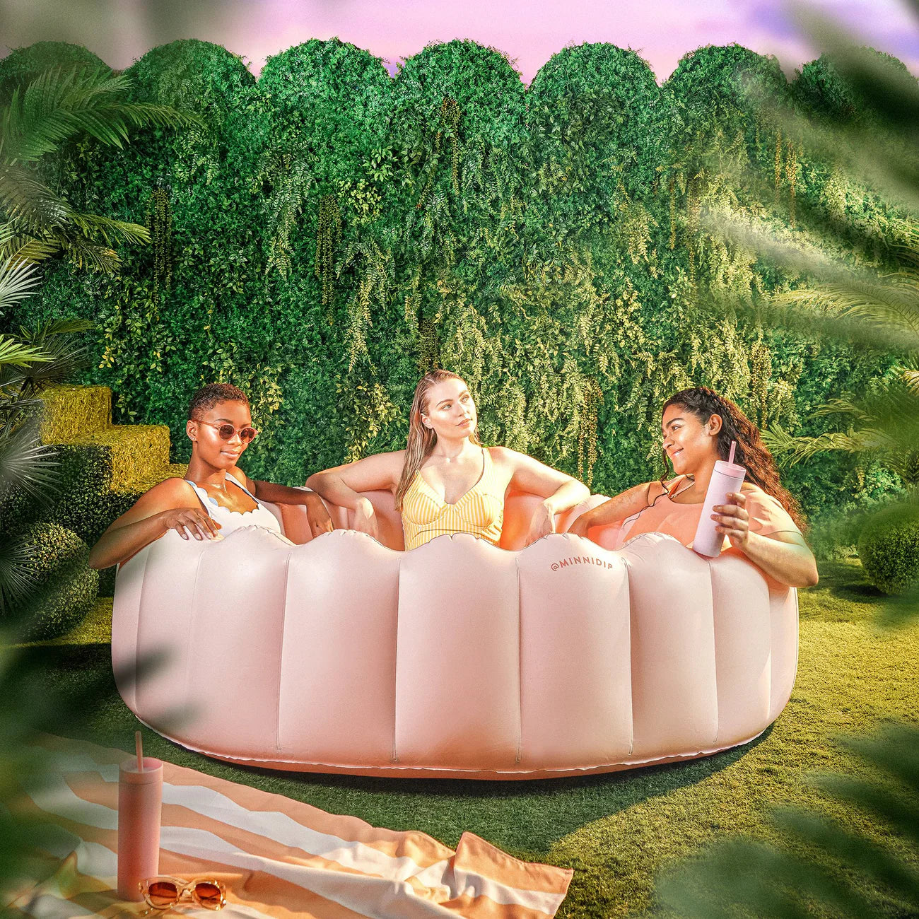 the BLUSH Tufted Luxe Inflatable Pool