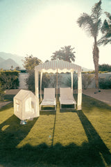 the CHECKER CABANA STRIPE Beach Cabana in Sand