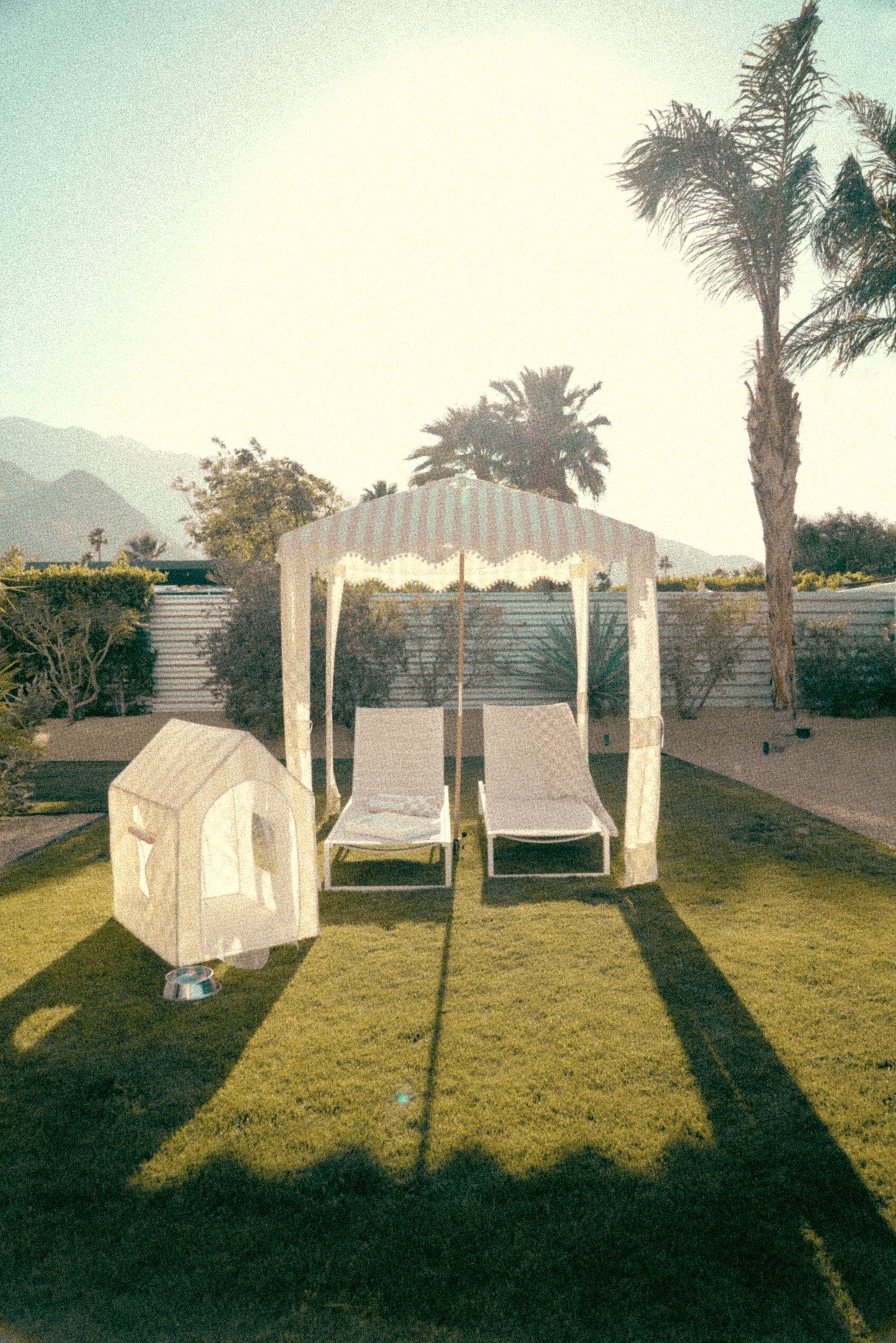the CHECKER CABANA STRIPE Beach Cabana in Sand