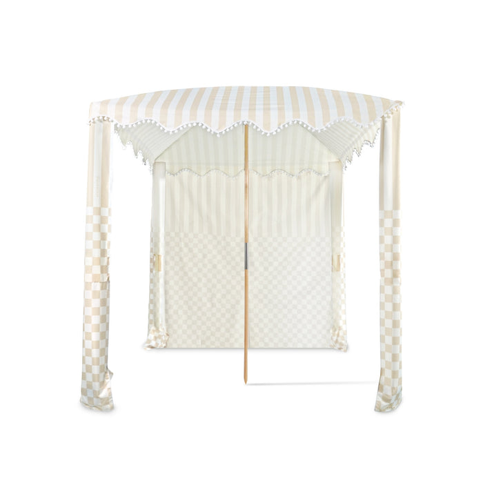 the CHECKER CABANA STRIPE Beach Cabana in Sand